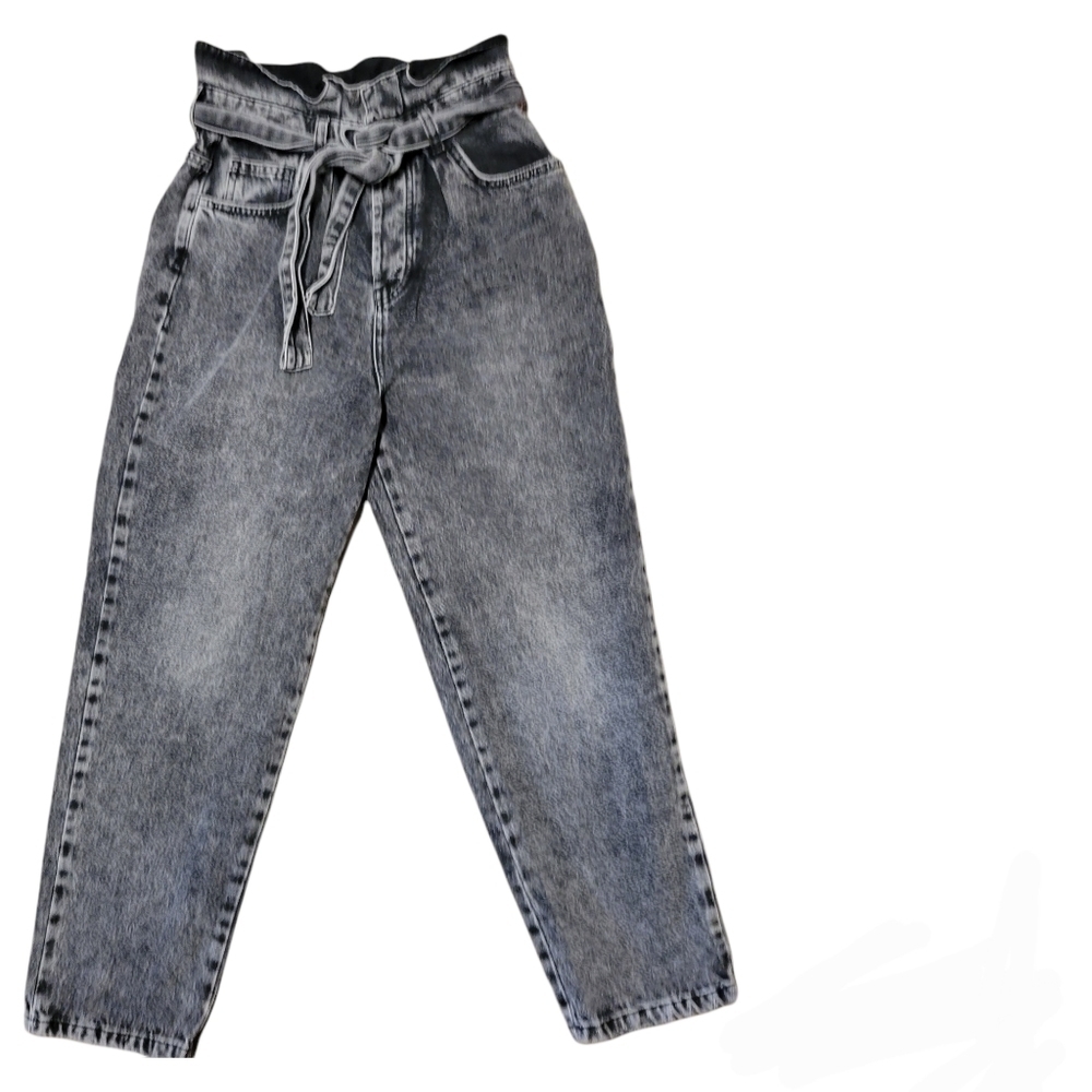 We the free paperbag belted high rise jeans in washed black Boho Bohemian